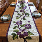 Purple Flowering Vine on Cream Table Runner