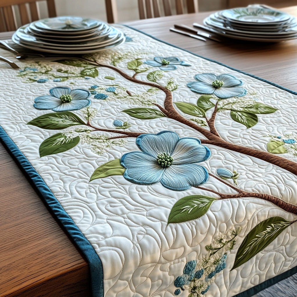 Powder Blue Blossoms on a Branch Table Runner