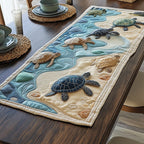 Green and Navy Turtles on Sand Table Runner