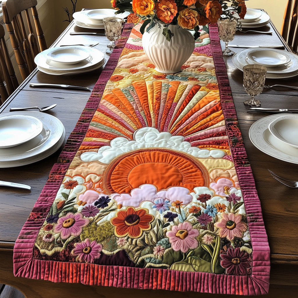 Sunrise Over a Blooming Garden Table Runner