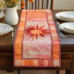 Red Star Sun on Peach Panel Table Runner