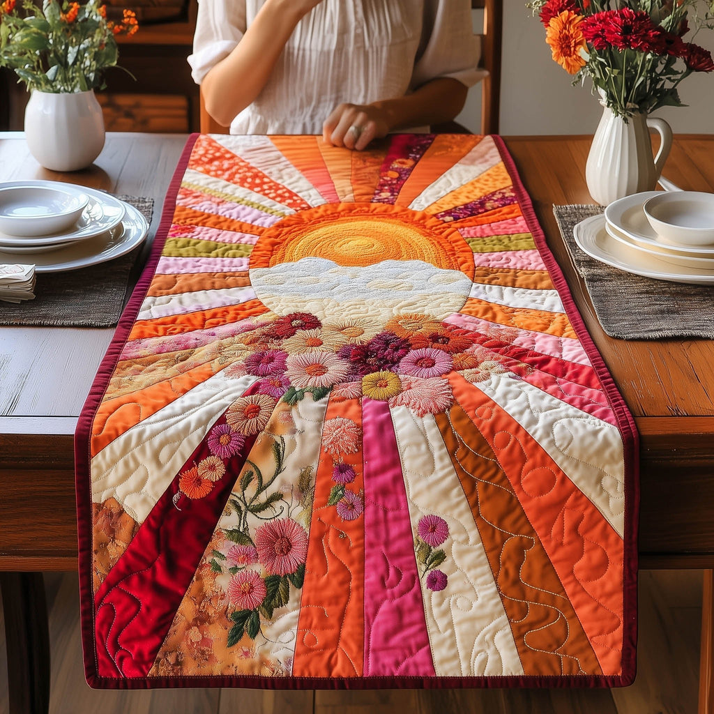 Sun Rays Through Rosy Clouds Table Runner