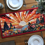 Sunburst Over Blue Floral Field Table Runner