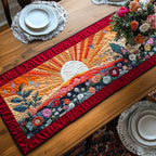 White Sun with Red Ray Border Table Runner