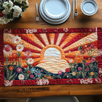 Crimson Sunrise Above Wildflowers Table Runner