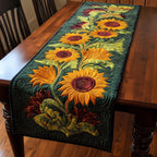 Sunflowers on Dark Green Ground Table Runner