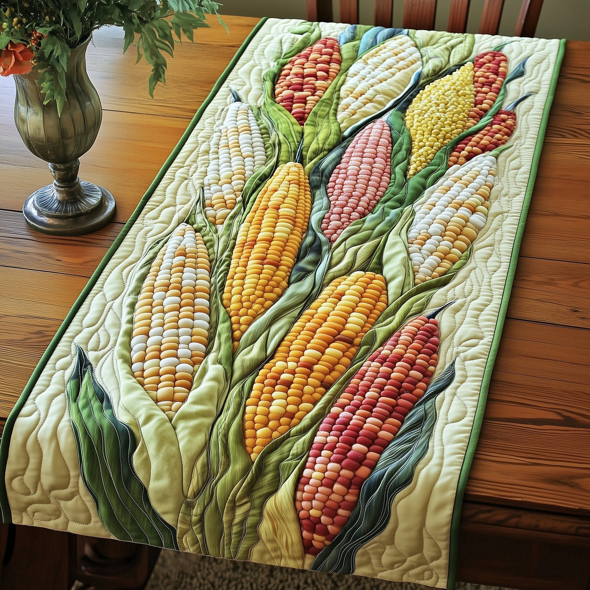 Yellow and Red Corn Cobs Table Runner