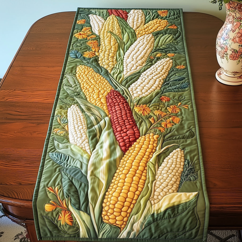 Corn Ears on Sage Green Table Runner