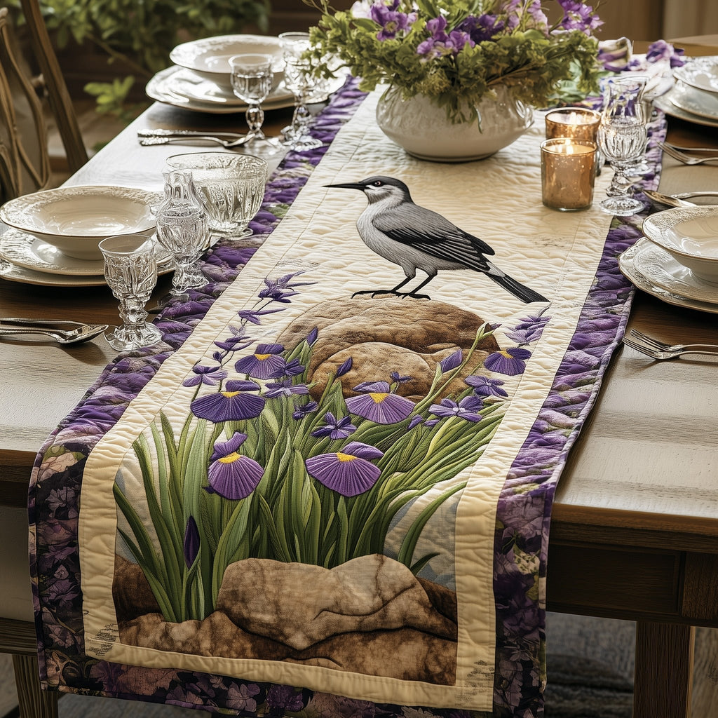 Heron Among Purple Irises Table Runner