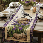 Heron Among Purple Irises Table Runner