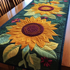 Giant Sunflower on Deep Teal Table Runner