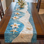 Plumeria Along a Pale Blue Stream Table Runner