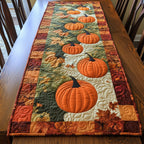 Pumpkins on Green with Autumn Border Table Runner