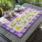Yellow Tulip Blocks with Lilac Trim Table Runner