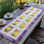 Yellow Tulips in Quilt Squares Table Runner