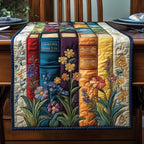 Cream Books with Purple Wildflowers Table Runner