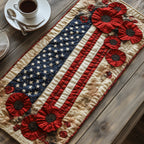 Single Poppy on Wavy Flag Table Runner