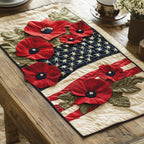 Three Poppies on Folded Flag Table Runner