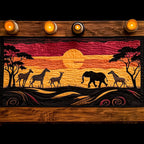 Savanna Silhouettes Under Crimson Sky Table Runner