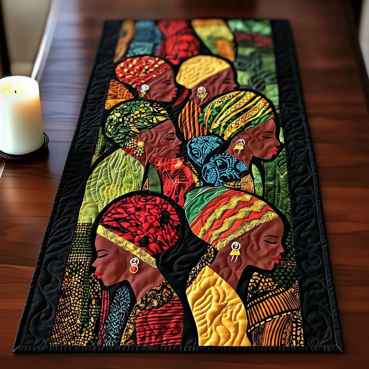 Women in Bold African Headwraps Table Runner