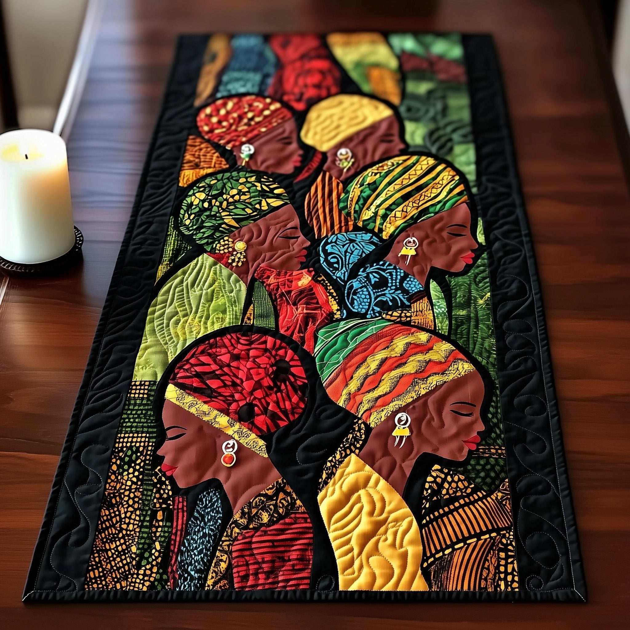 Women in Bold African Headwraps Table Runner