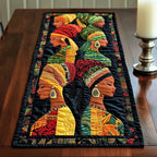 Golden Portraits of African Women Table Runner
