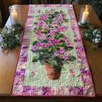 Pink Blooms in a Terracotta Pot Table Runner
