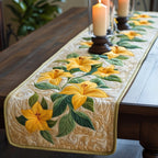 Yellow Lilies on Cream Table Runner