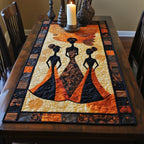 Women in Orange and Black Dresses Table Runner