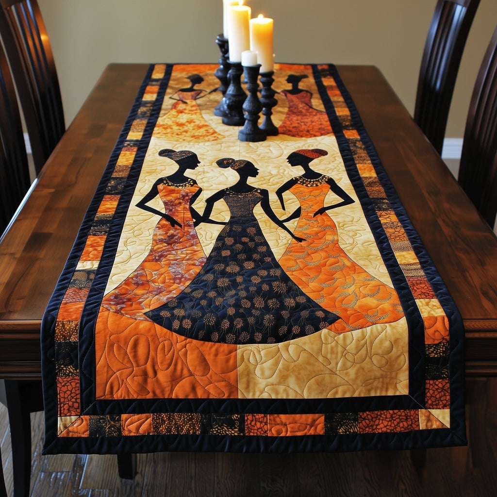 Dancing Women in Dark Dresses Table Runner