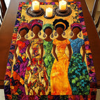 Women with Big Earrings and Gowns Table Runner