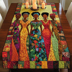 Women in Slim Printed Dresses Table Runner