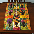 Women Profiles in a Flower Frame Table Runner