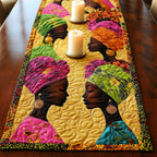 Two Women Facing in Pink Headwraps Table Runner