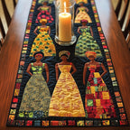 Three Women in Golden Gowns Table Runner