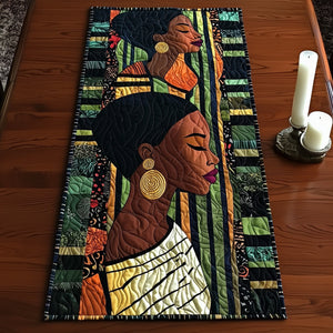 Woman in White Wrap with Hoop Earring Table Runner - Made to Order
