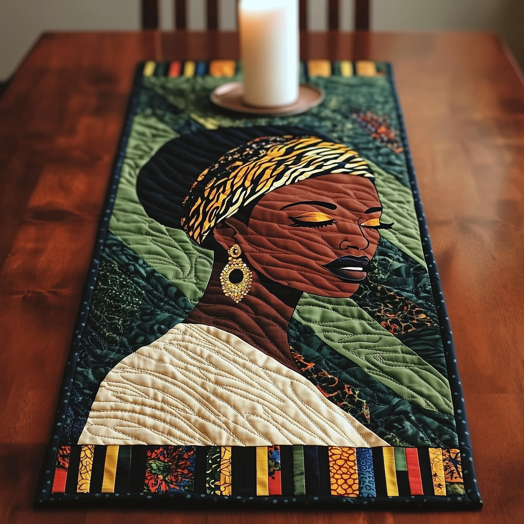 Woman in Leopard Print Headwrap Table Runner