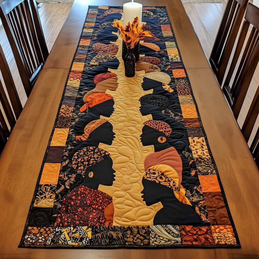 Women Profiles on Golden Panel Table Runner