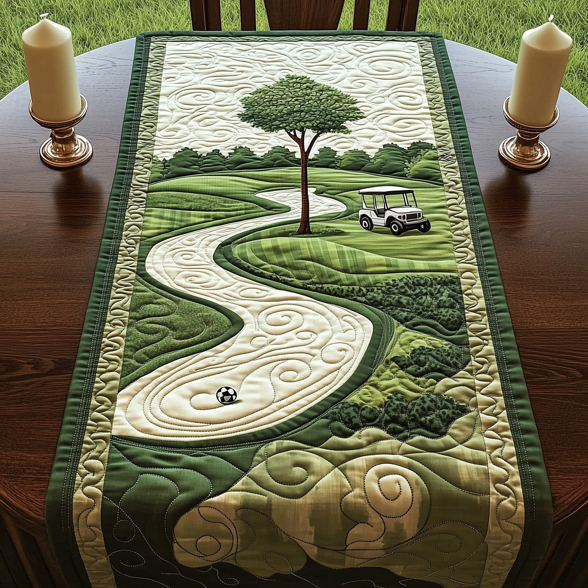 Winding Fairway with Golf Cart Table Runner