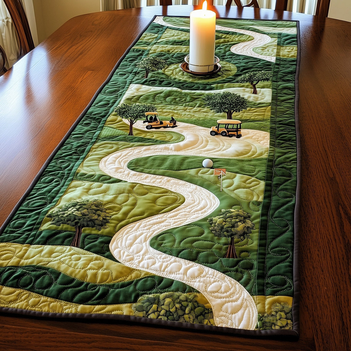 Curving Cart Path Through the Course Table Runner