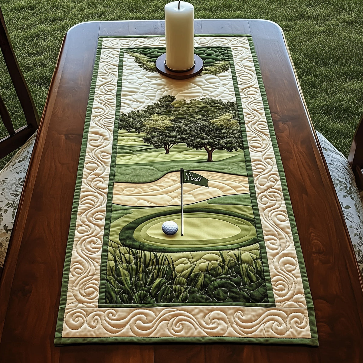 Putting Green Framed by Trees Table Runner