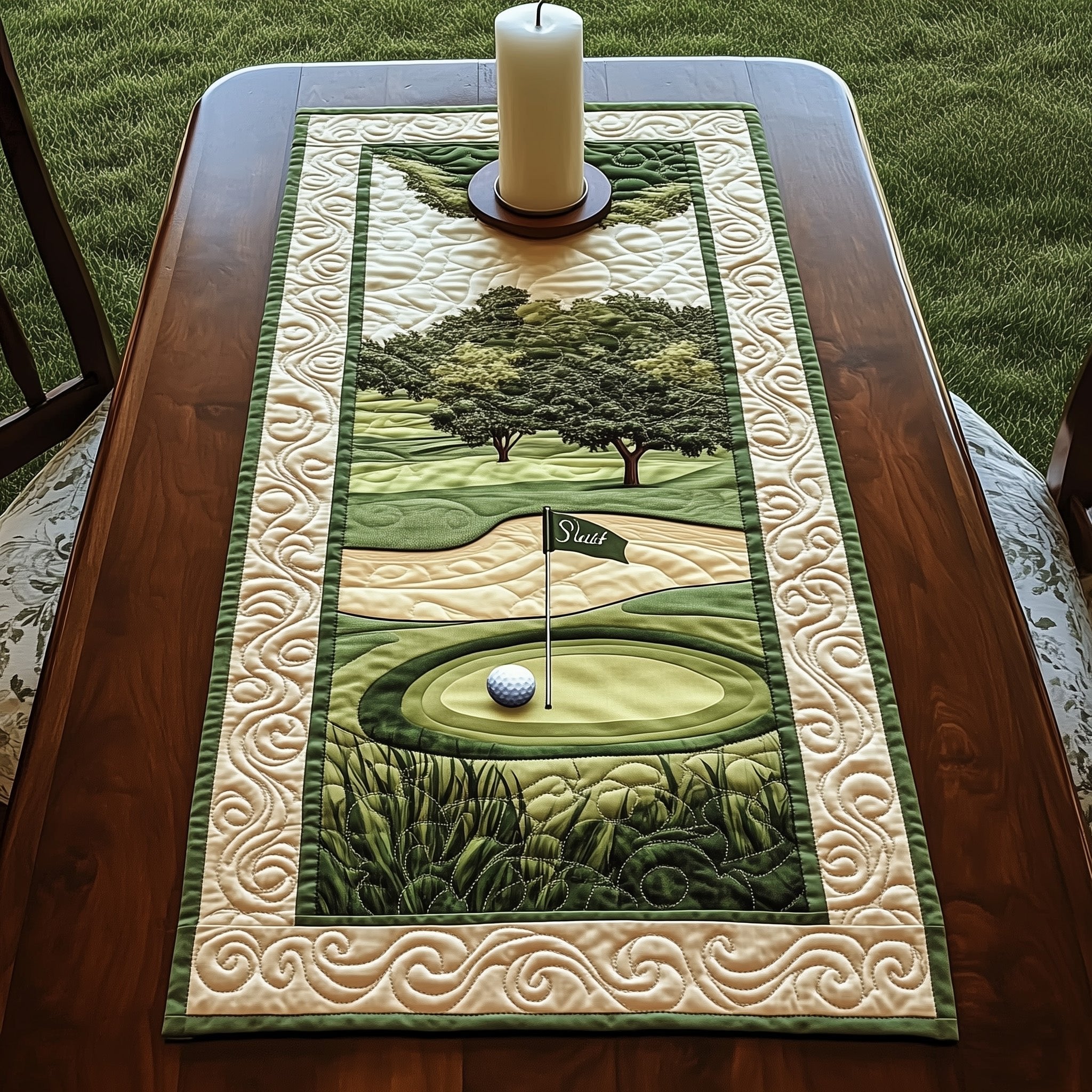 Putting Green Framed by Trees Table Runner