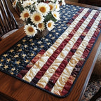 Red White and Blue Stripe Panels Table Runner