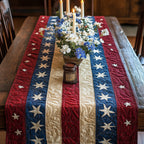 Star Studded Red and Blue Stripes Table Runner