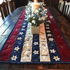 Cream Stars on Navy Bands Table Runner