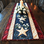 White Stars on Cream Center Table Runner