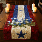 Blue Star and Blue Blossoms Table Runner