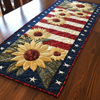 Golden Sunflowers on Star Panel Table Runner