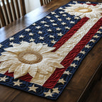 Single Cream Sunflower on Stripes Table Runner