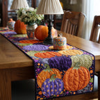 Orange and Purple Pumpkins Table Runner